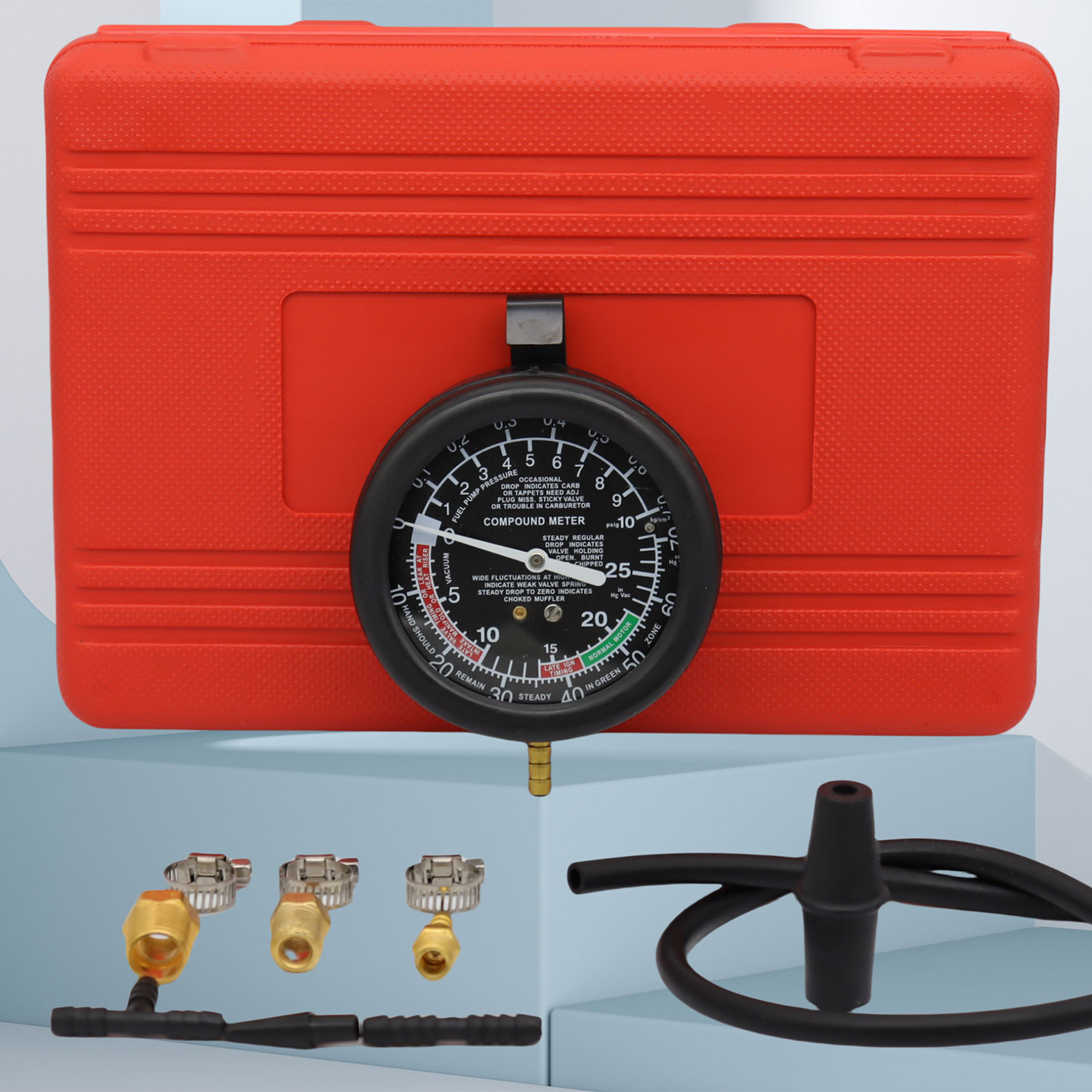 Fuel Pump Pressure Vacuum Tester Gauge - Brandstofpomp Tester En Auto Vacuümmeter Kit-Brandstofpomp